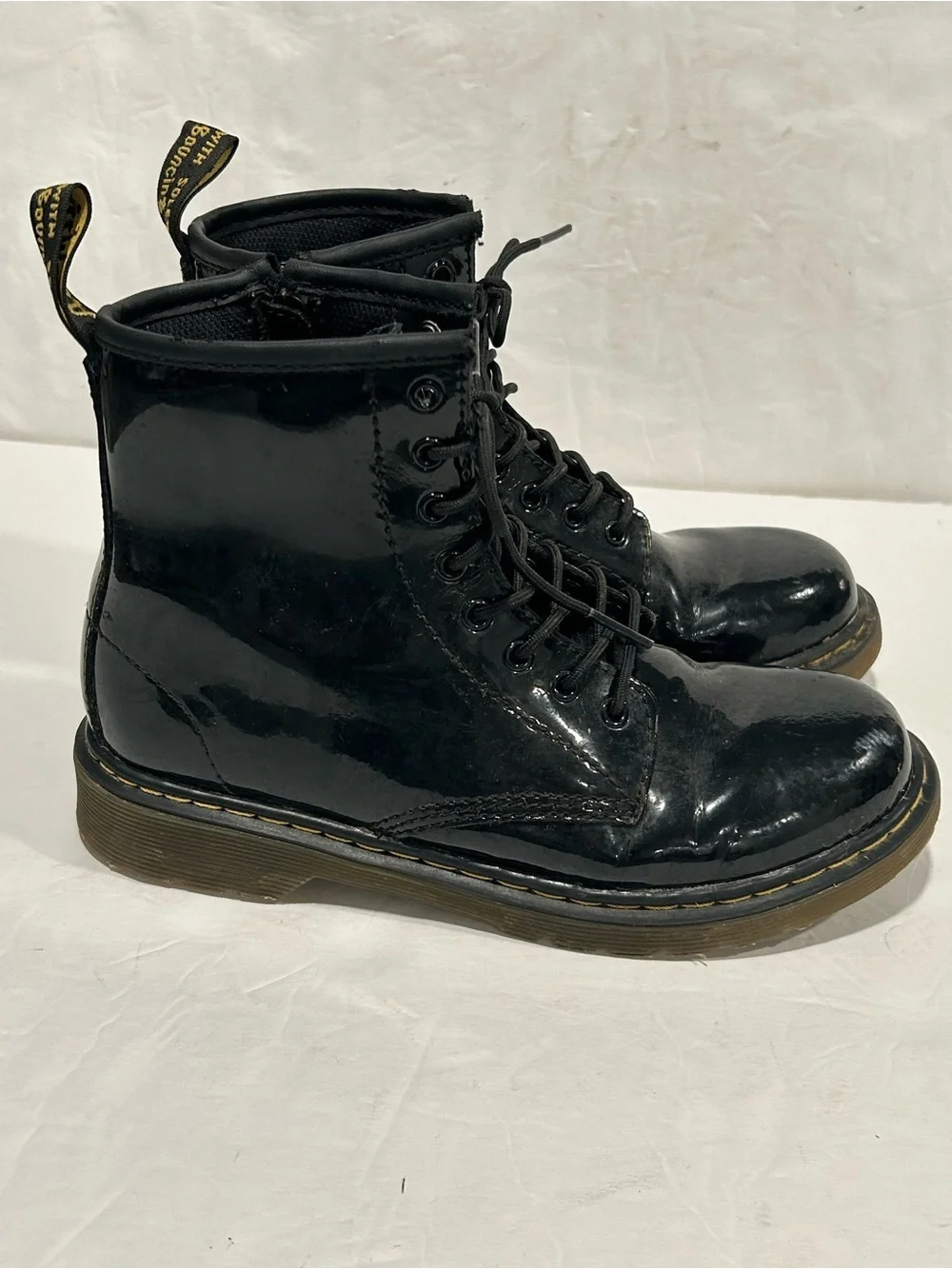 Dr. Martens Youth 1460 Black Patent Leather Zip Up Boots Size 3 US Kids